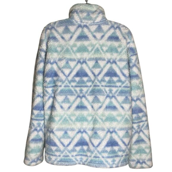 Eddie Bauer Fleece Jacket Womens M Sherpa 1/4 Zip Sweater Aztec Southwestern - Picture 5 of 13